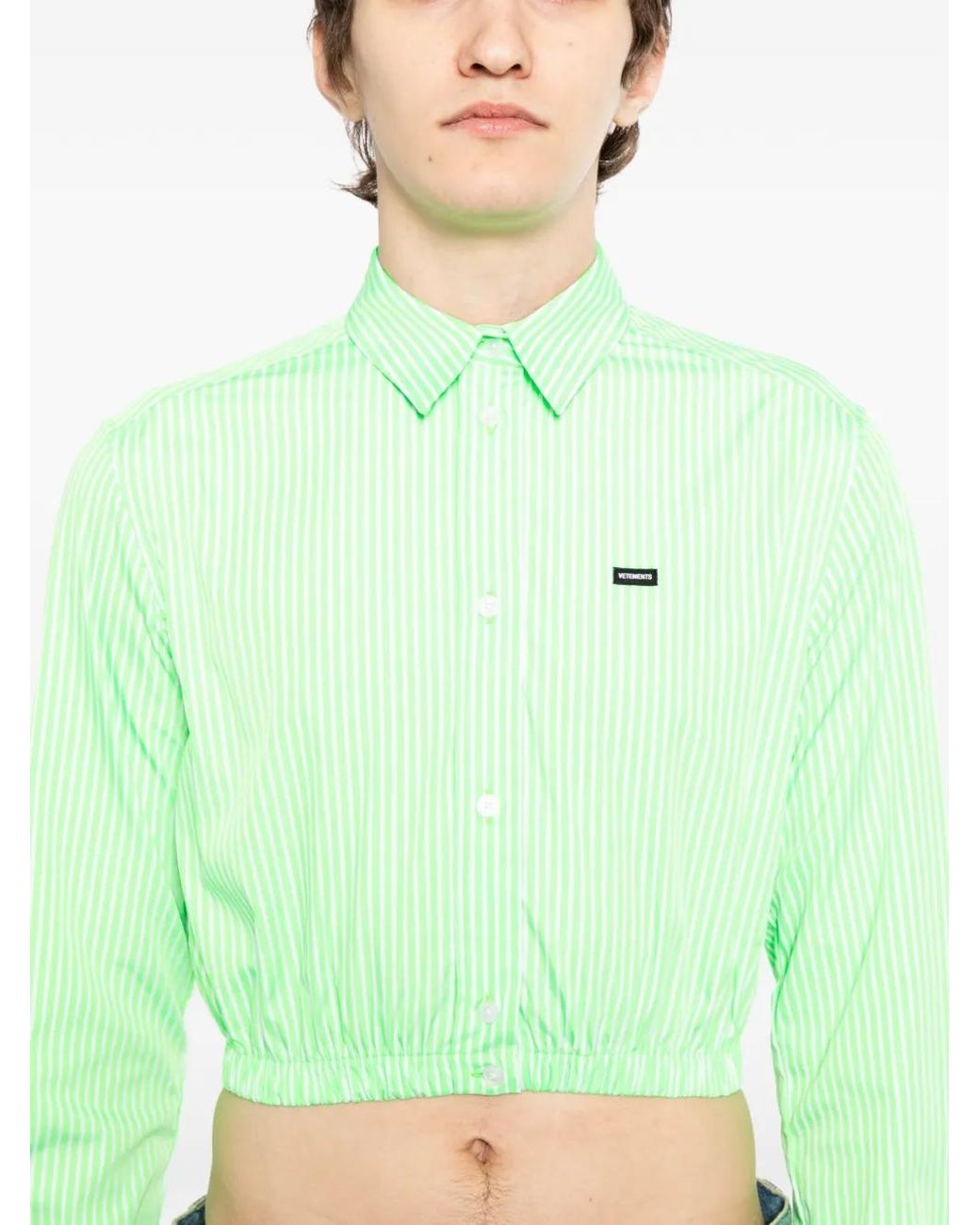 Vetements Green Striped Shirt for men