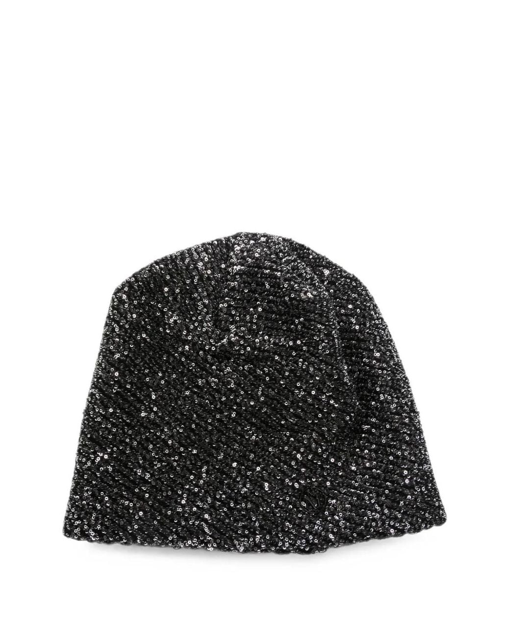 Maison Michel Black Bonnet À Sequins Et Plaque Logo