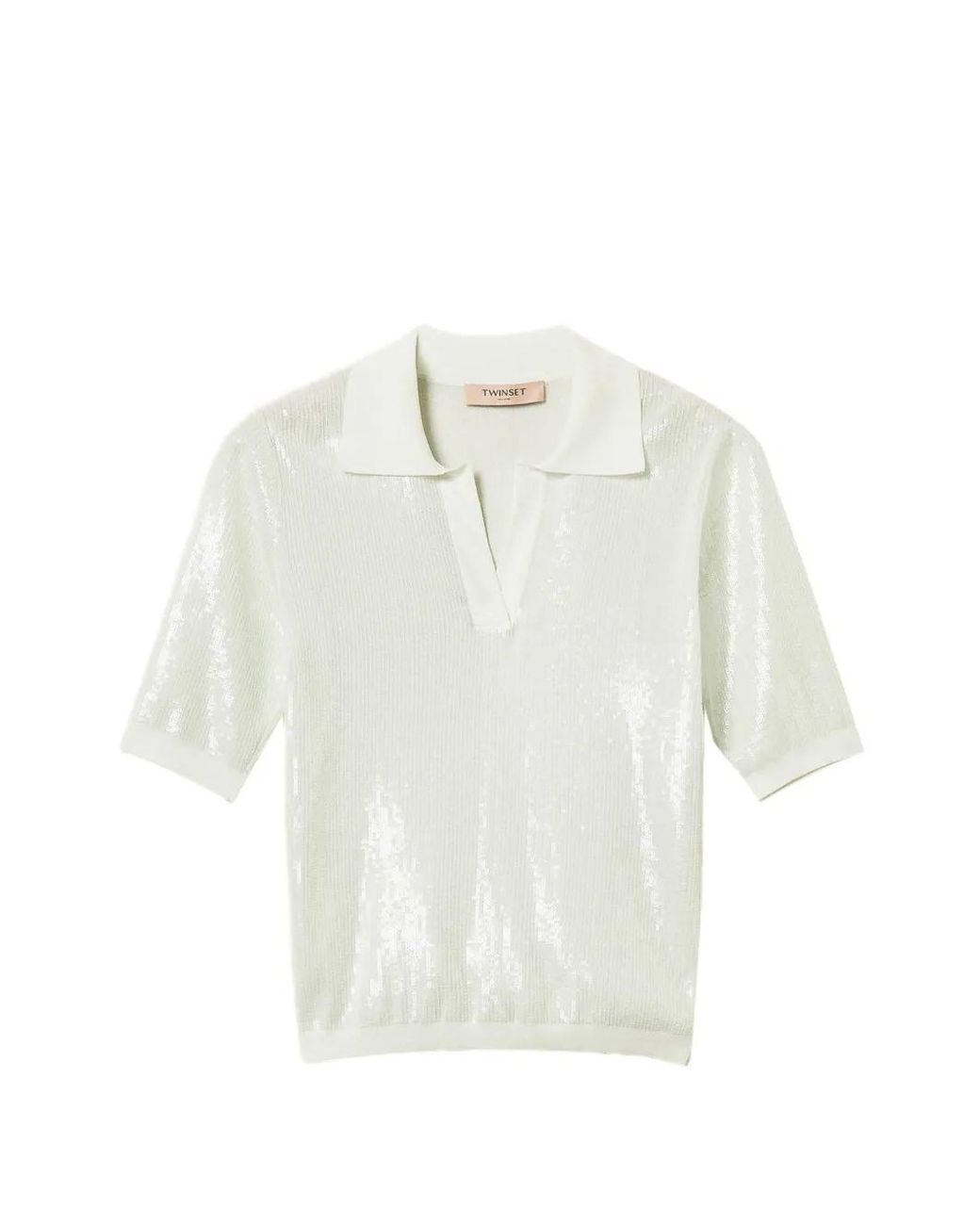 Twinset White Polo Shirt Top With Sequins