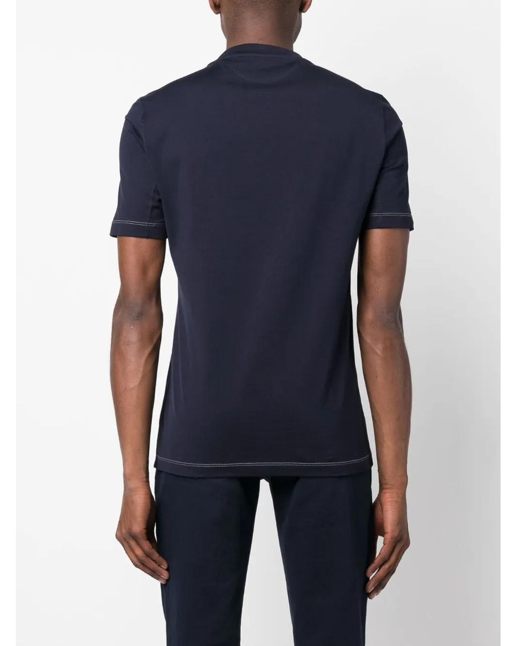 Brunello Cucinelli Blue Logo-print Cotton T-shirt for men