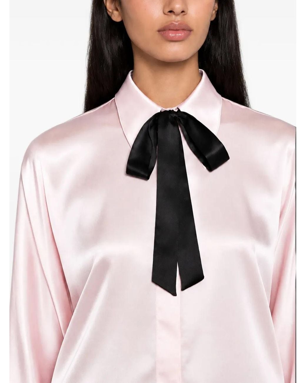 Styland Pink Pussy-Bow Kimono-Sleeve Shirt
