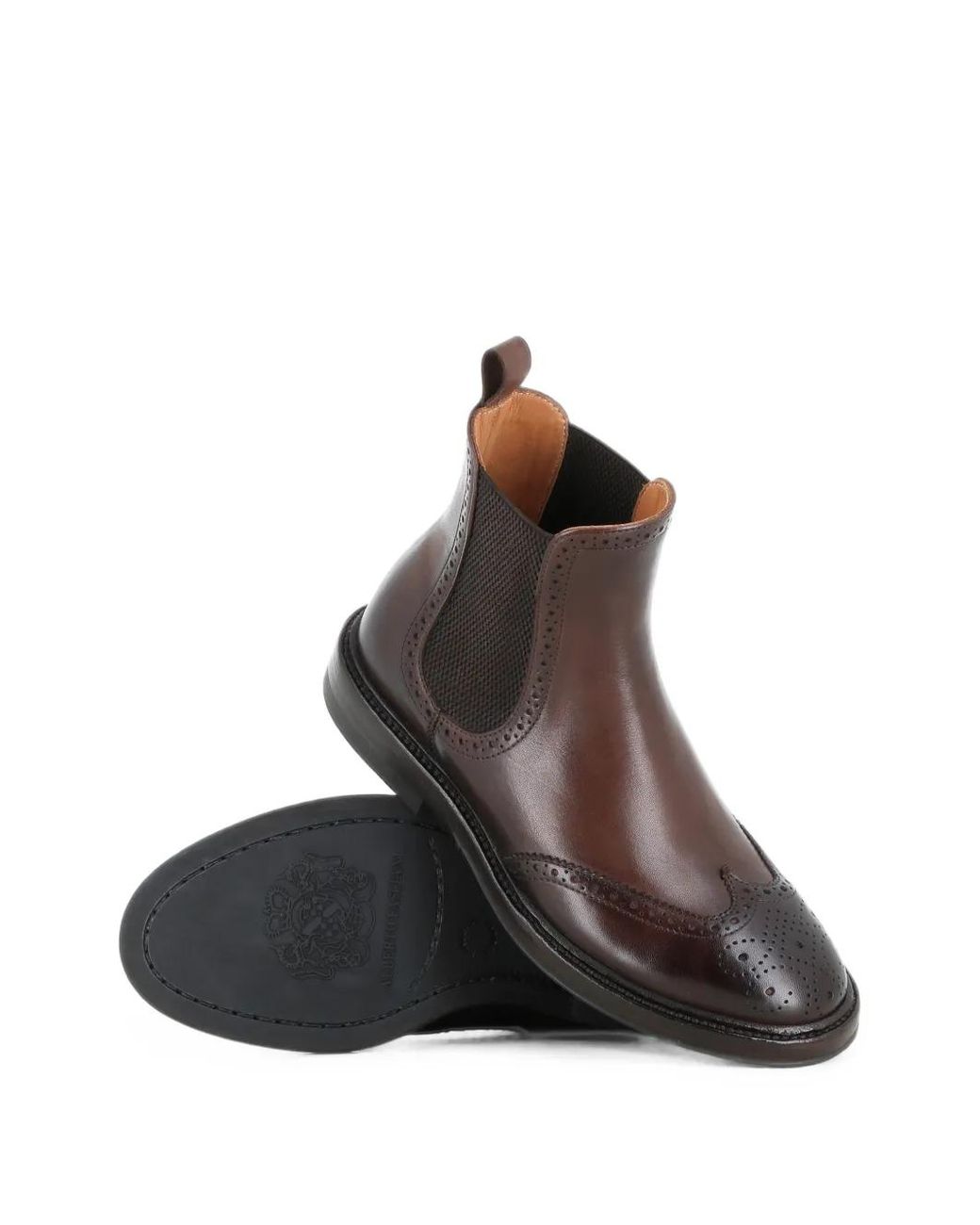 Alberto Fasciani Brown Brogue-Detail Leather Chelsea Boots