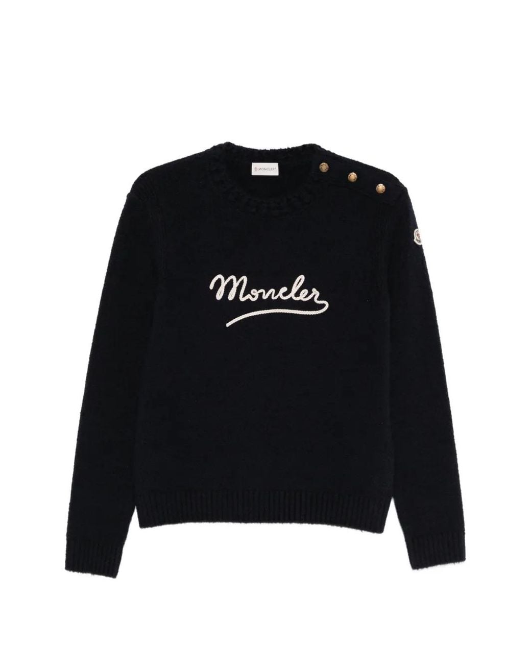 Moncler Black Button Crew-Neck Sweater