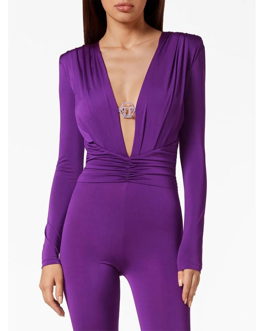 Philipp Plein Gewatteerde Jumpsuit in het Purple
