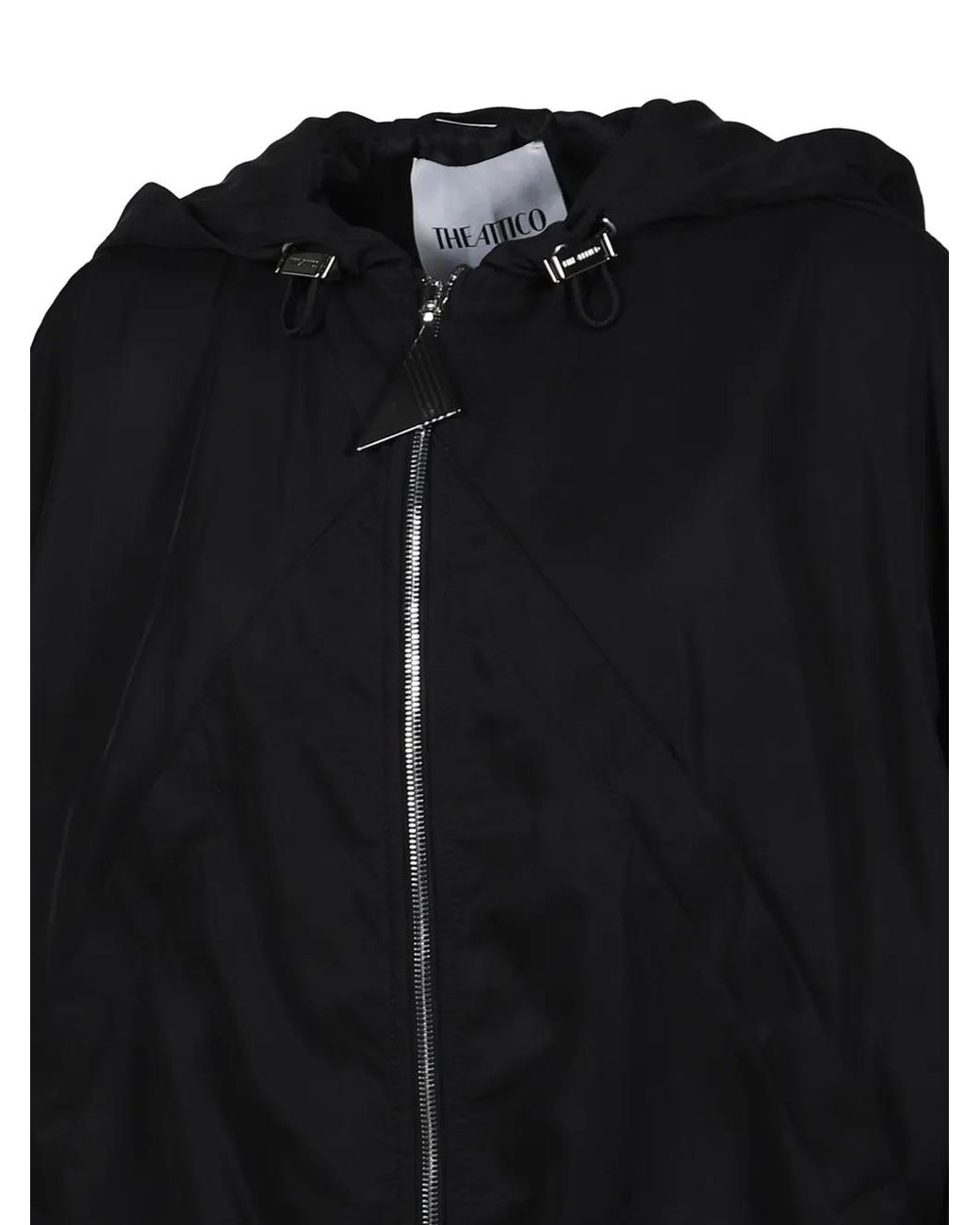 The Attico Black Hooded Balloon-Fit Bomber Jacket