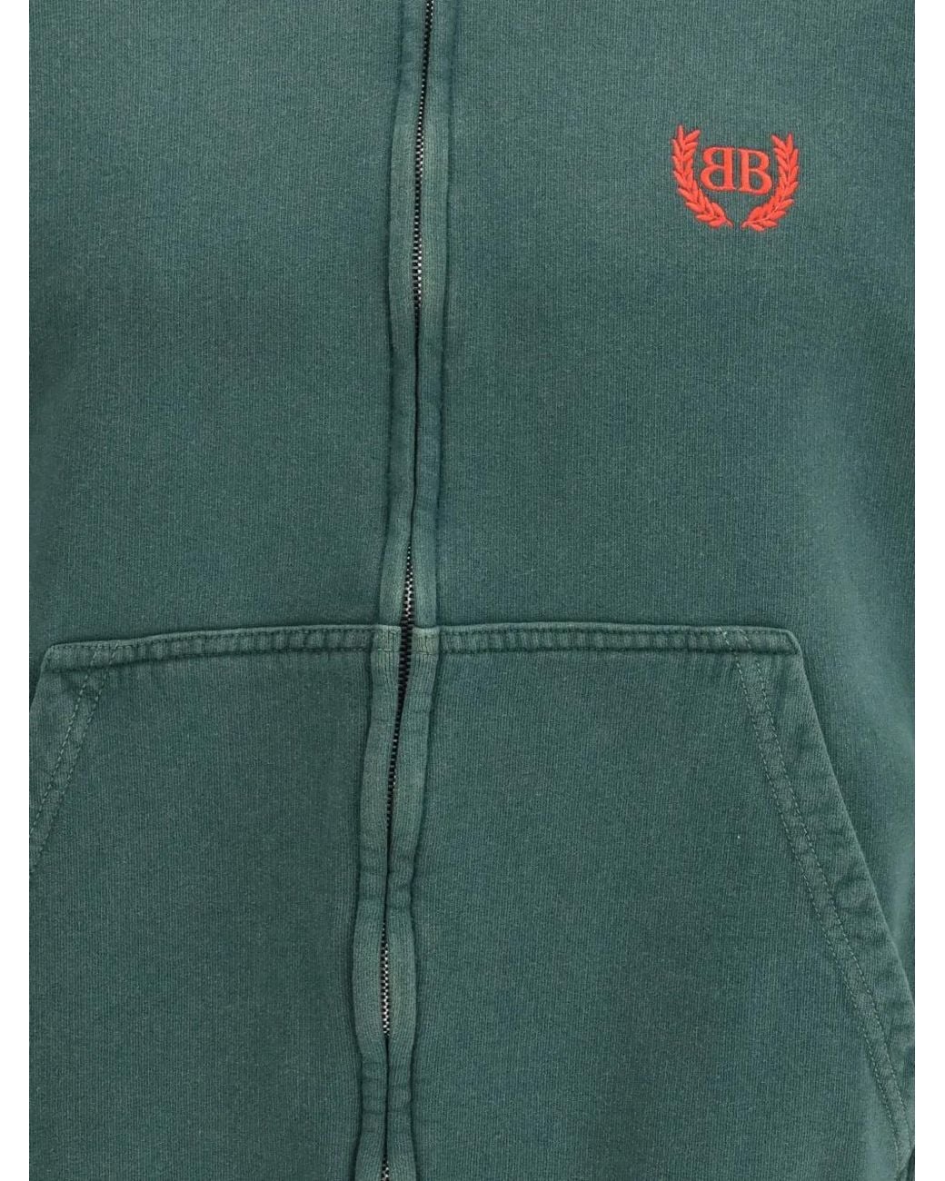 Balenciaga Green Laurel Classic Zip-Up Hoodie for men