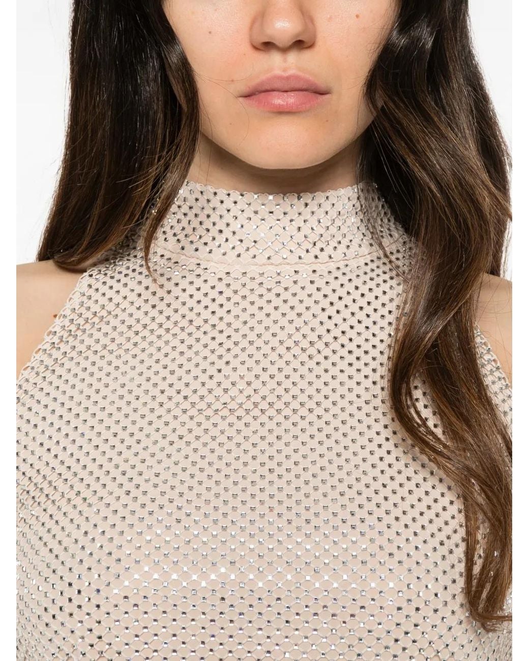 Marella White Crystal-Embellished Halterneck Top