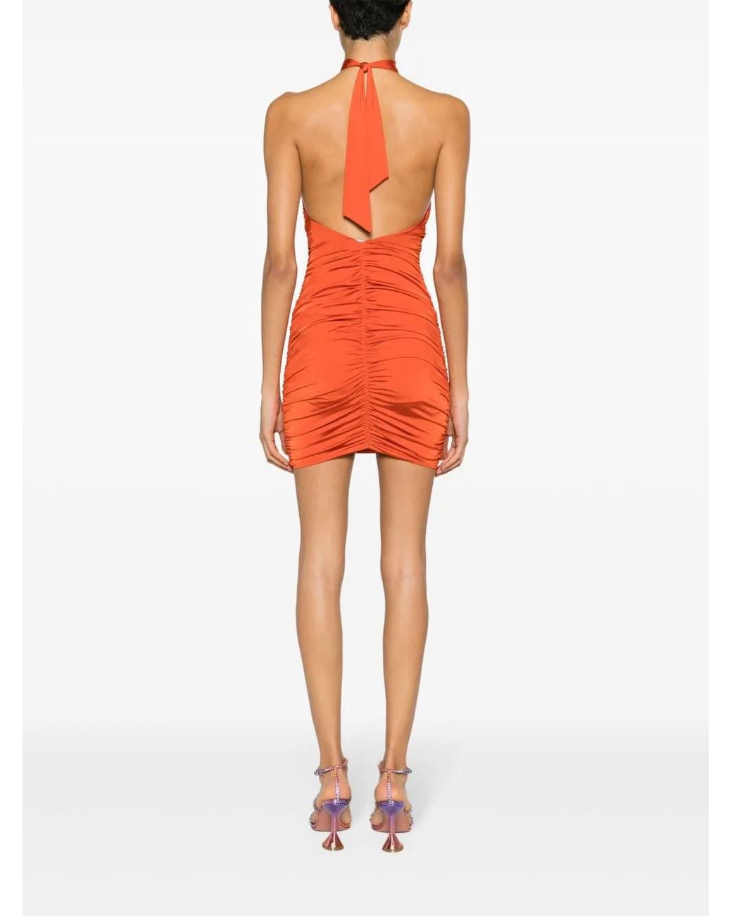 Noire Swimwear Orange Robe Coute Froncée À Dos-Nu