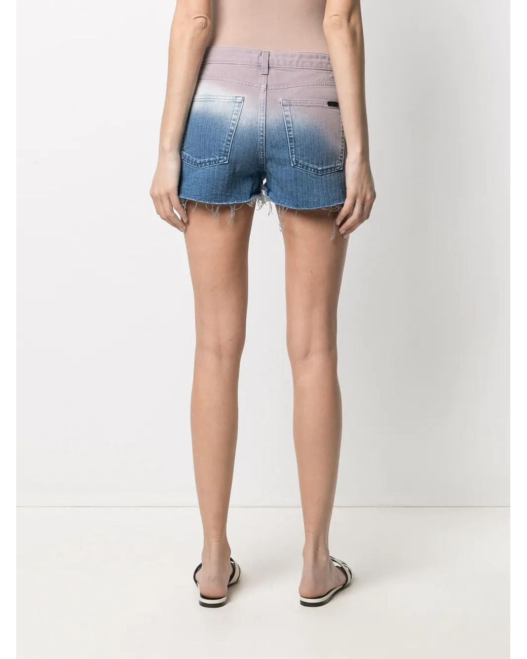 Saint Laurent Blue Ombré-Effect Denim Shorts