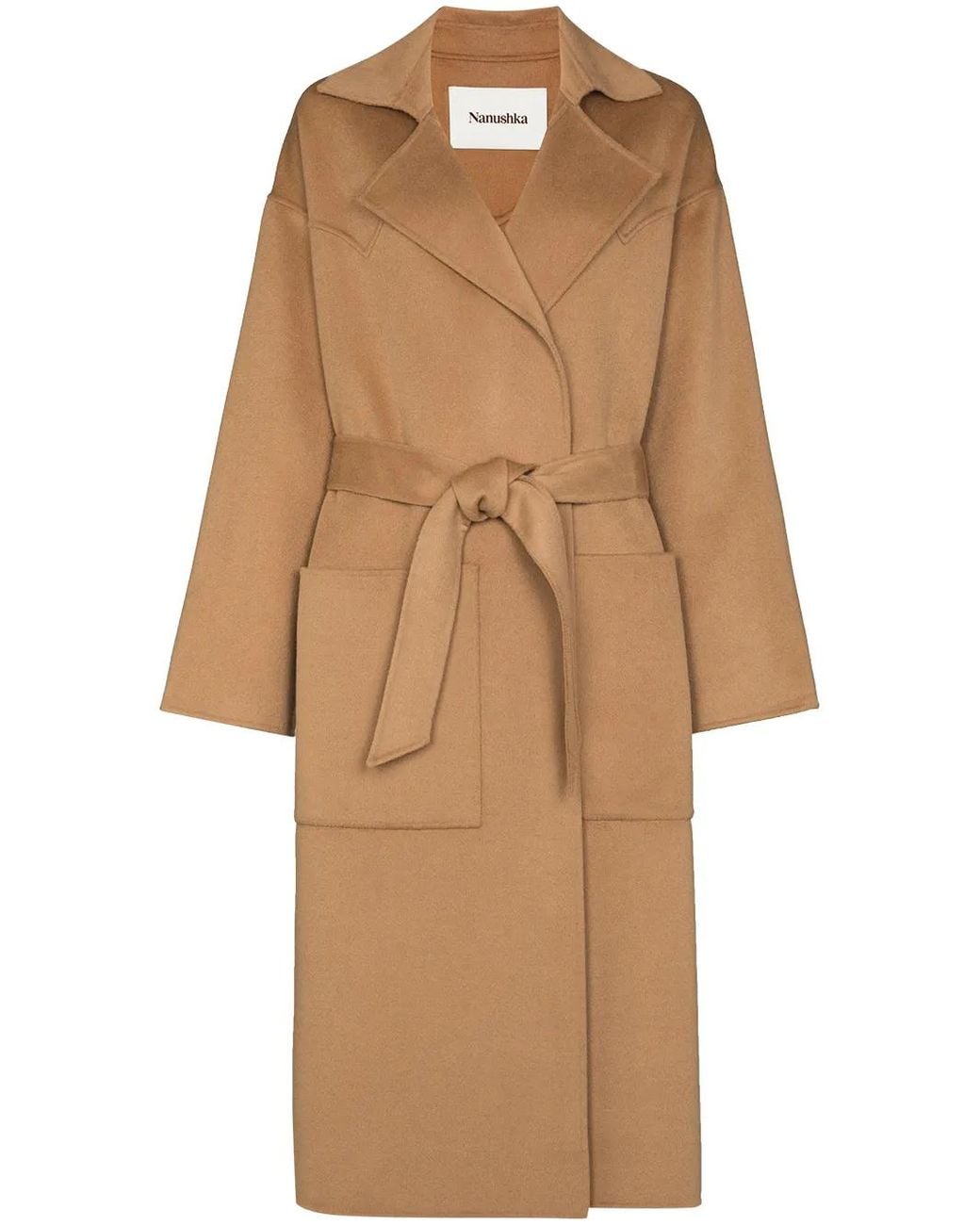 Nanushka Natural Alamo Belted Midi Coat