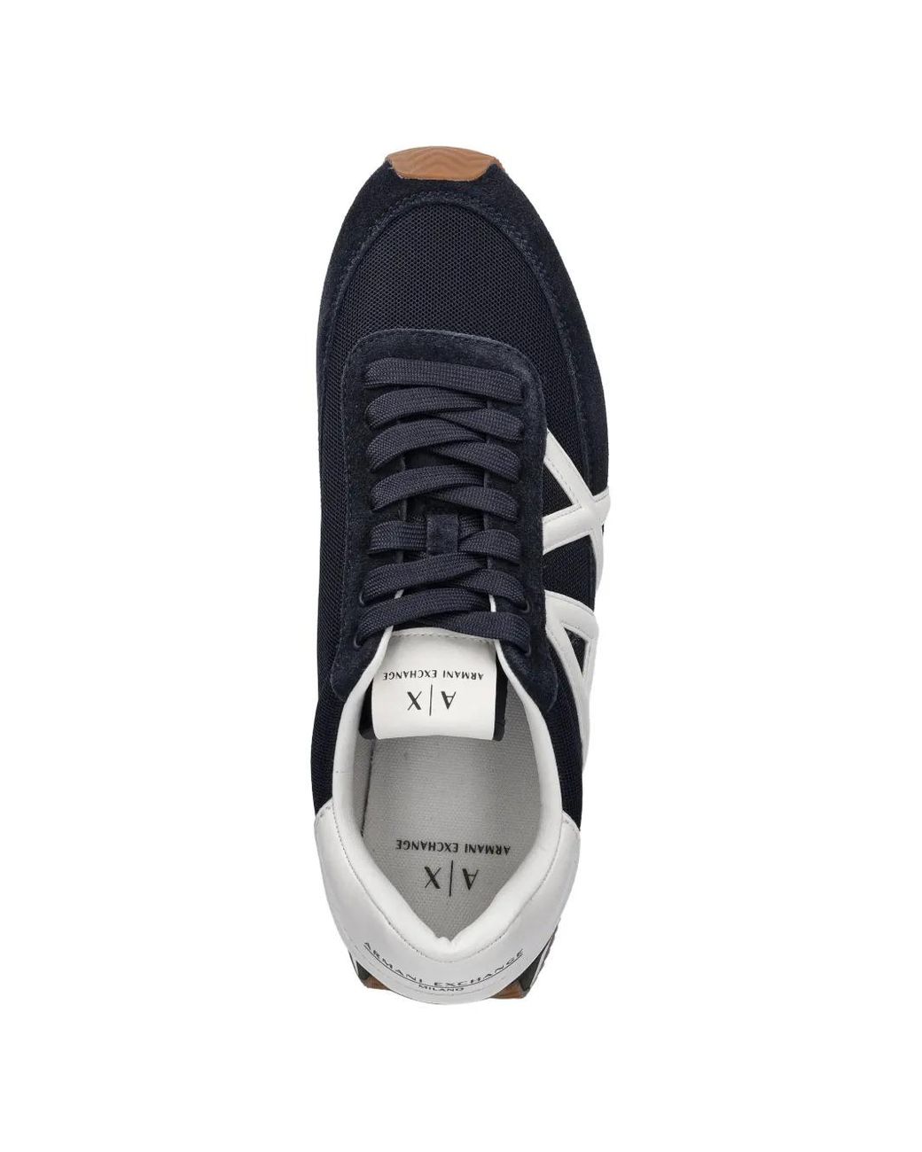 ARMANI EXCHANGE Blue Lace-Up Logo-Detail Sneakers for men