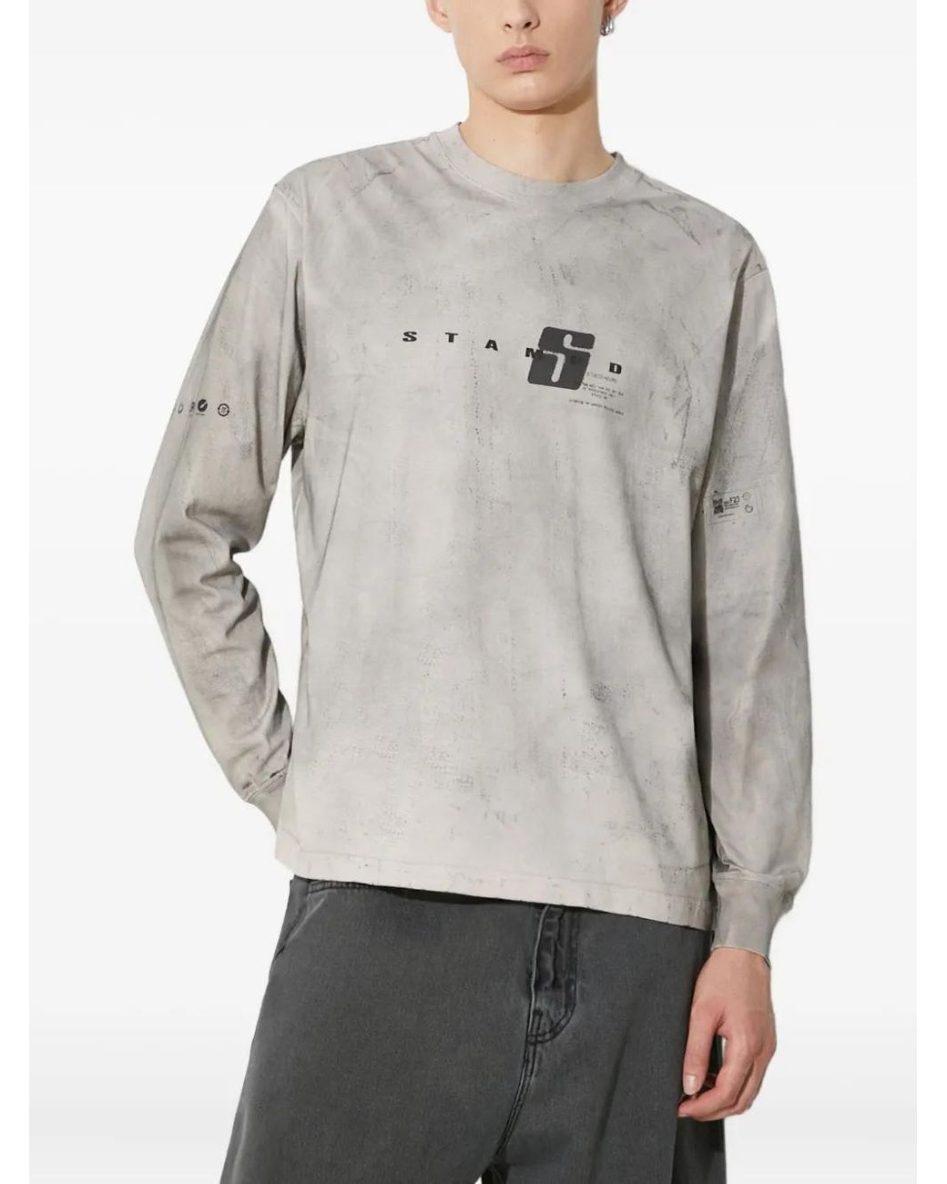 Stampd Gray Long-Sleeve Graphic-Print T-Shirt for men