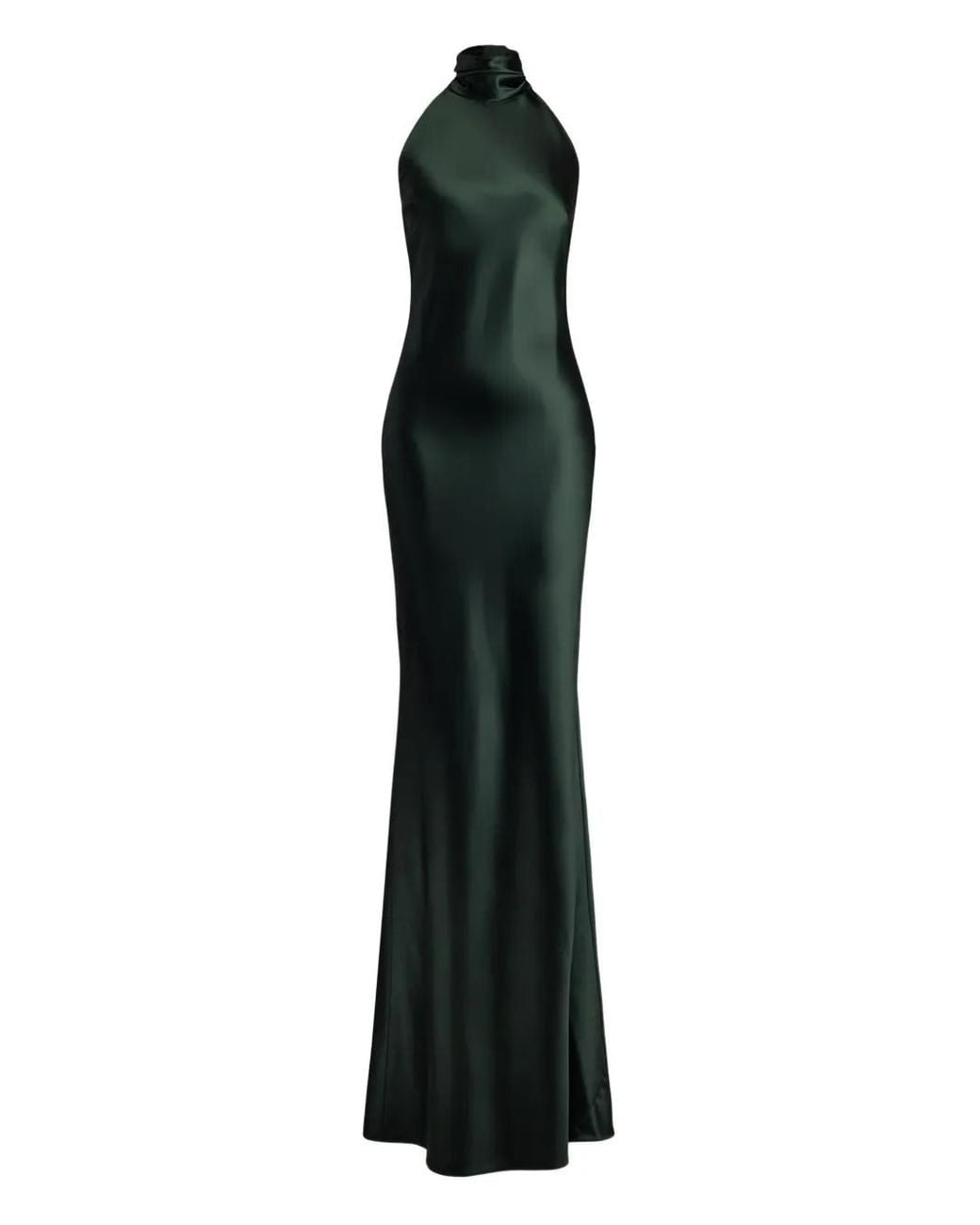 Ralph Lauren Black Satin Halterneck Dress