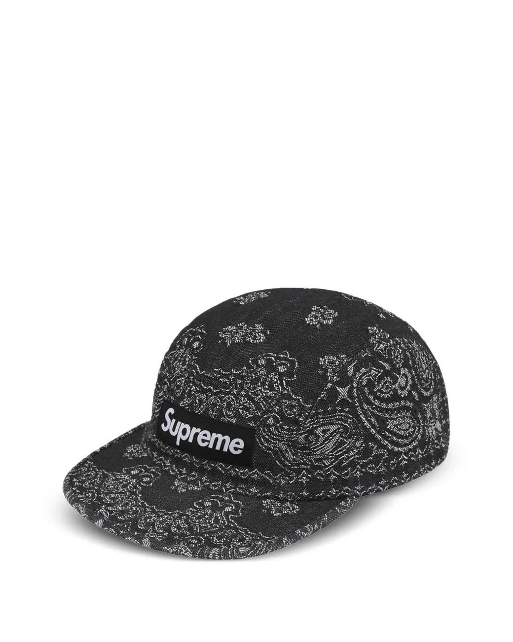 Supreme Black Bandana-Jacquard Denim Cap for men