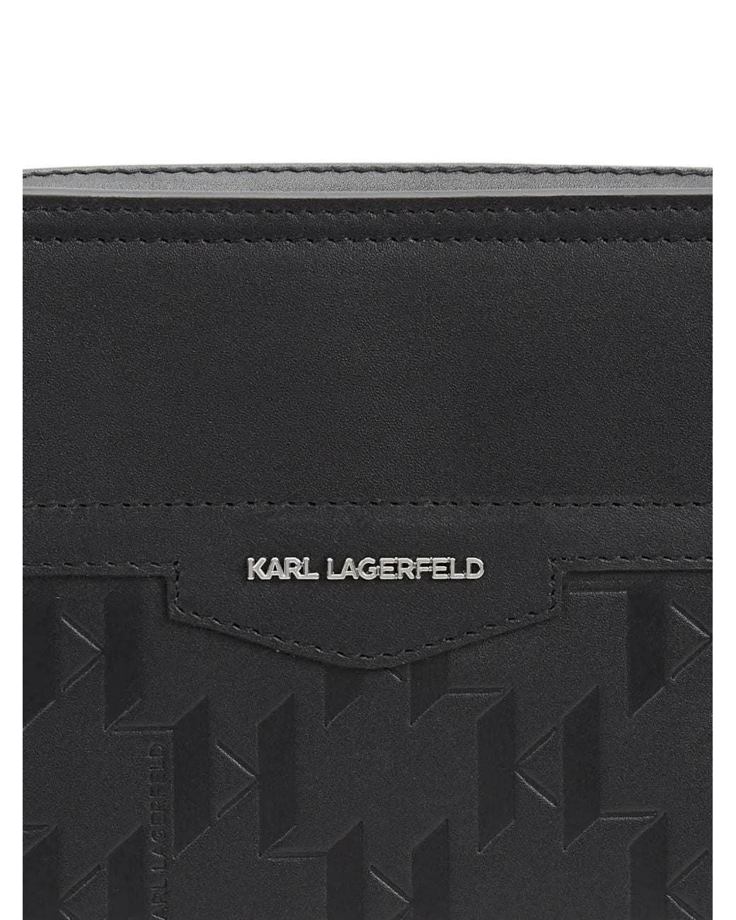 Karl Lagerfeld Black K/Loom Leather Pouch for men