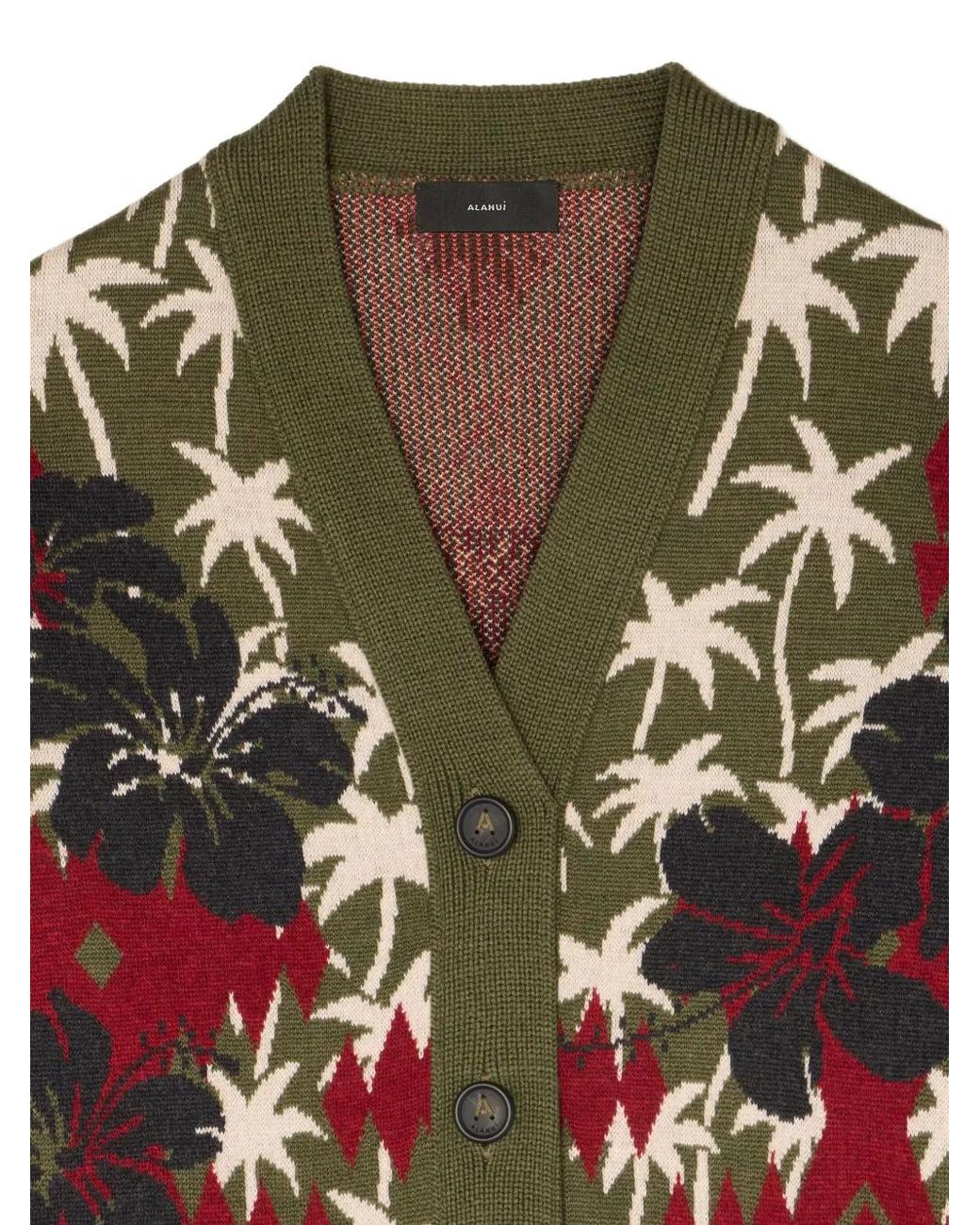 Alanui Green Hibiscus Bloom Cardigan