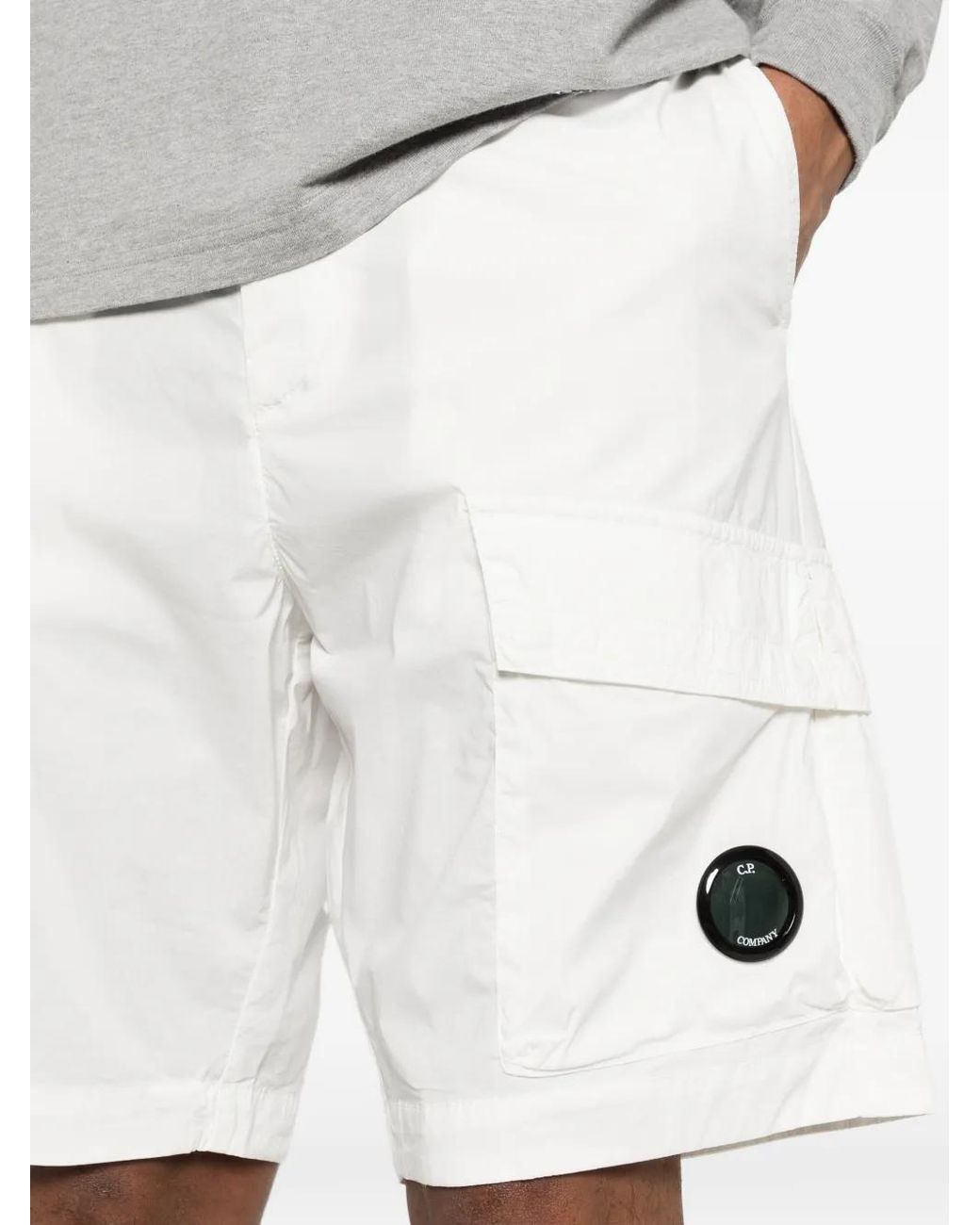 C P Company White Bermuda Cargo for men