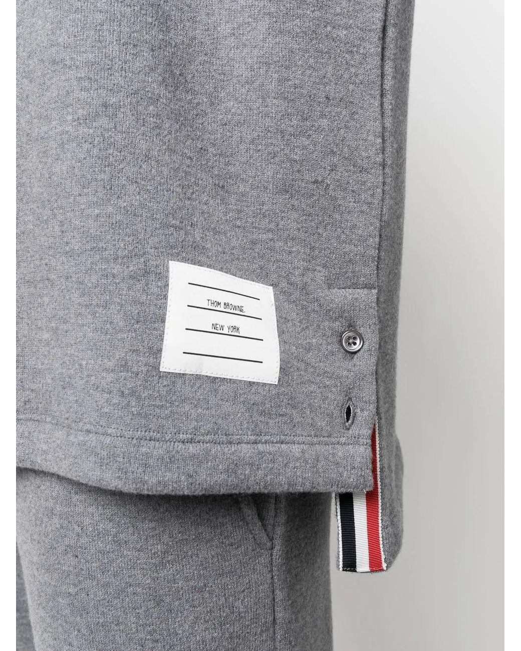 Thom Browne Gray Stripe-Detail Knit Jumper