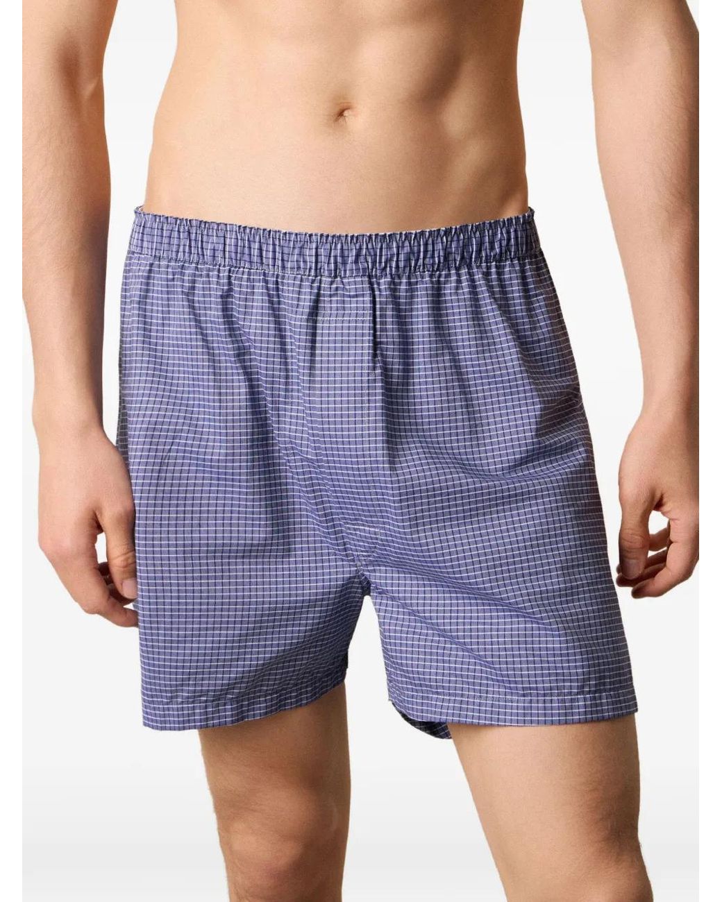 Brooks Brothers Blue Tattersall-Pattern Cotton Boxers for men