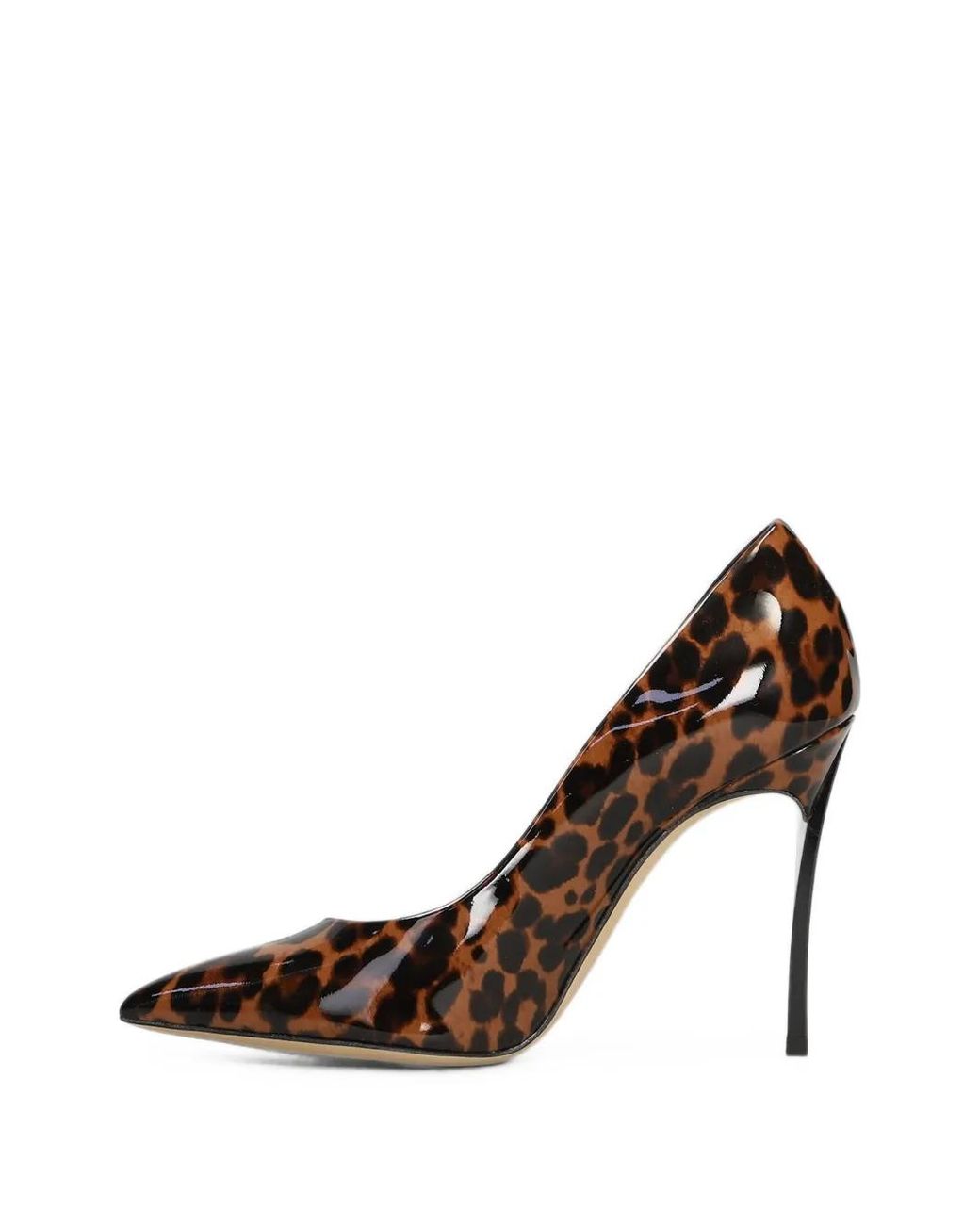 Casadei White Leopard-Print Patent-Leather Pumps