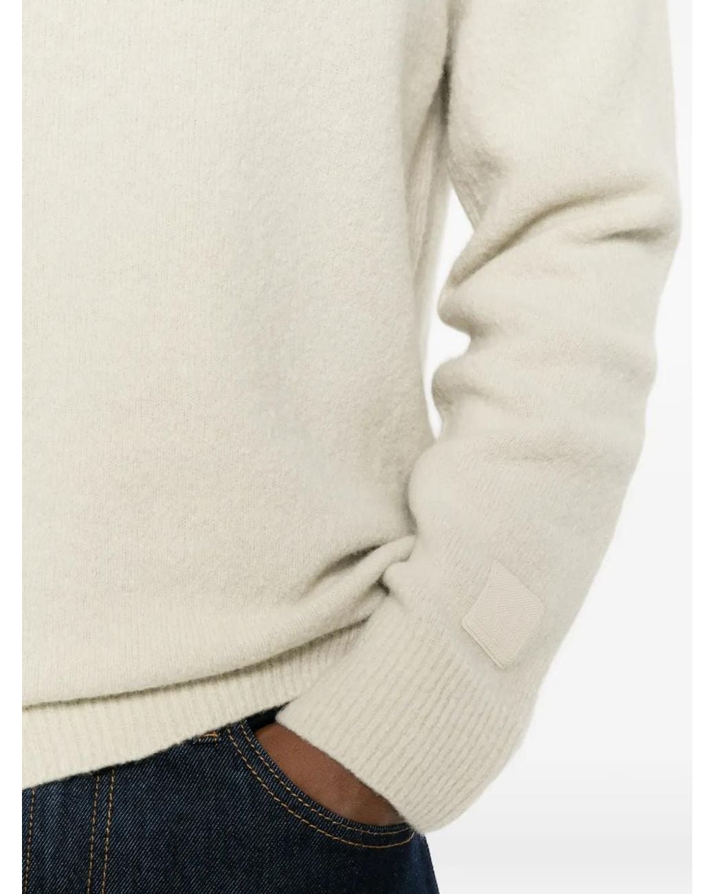 C P Company White Logo-Patch Wool Sweater for men