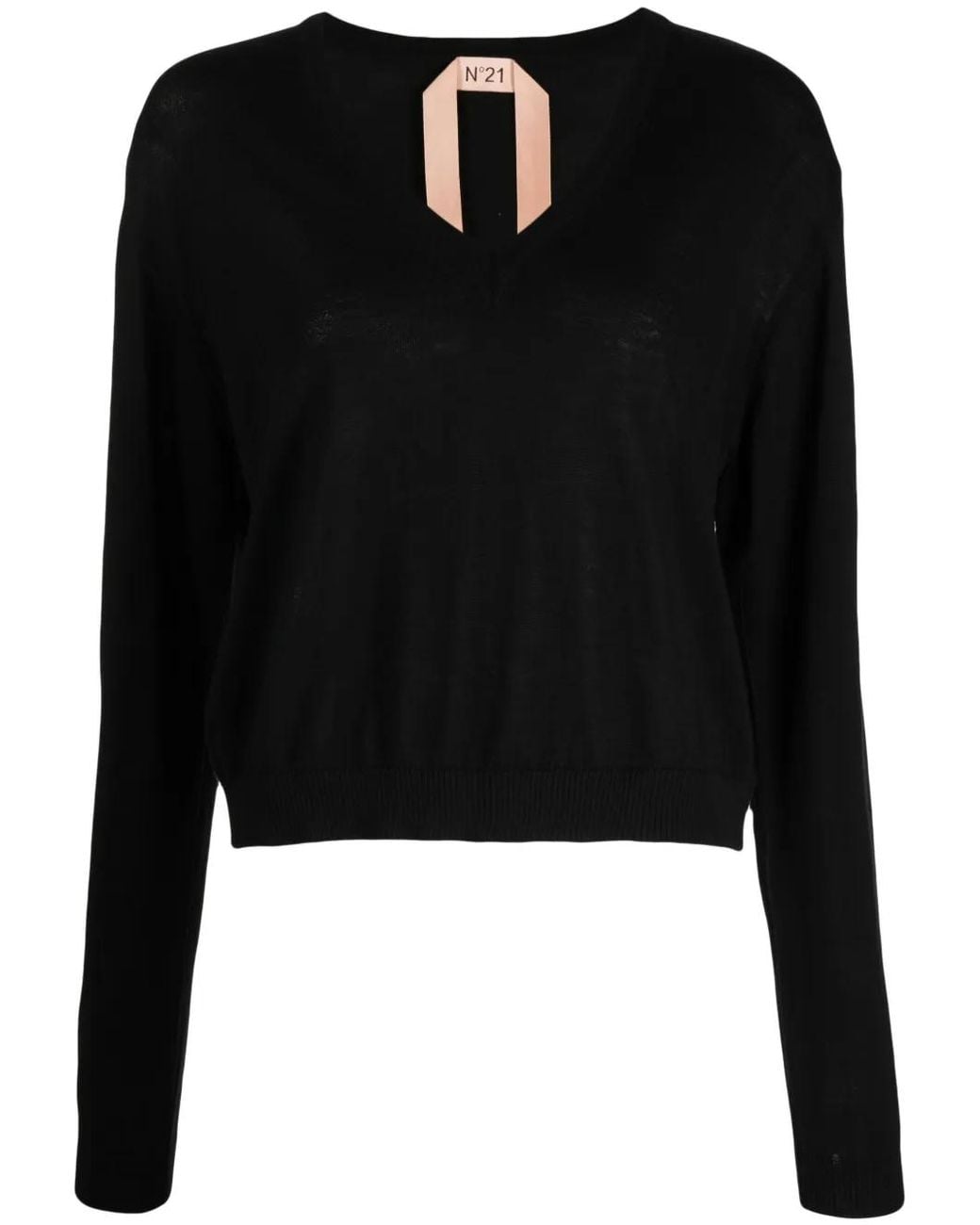 N°21 Black V-Neck Virgin Wool Jumper