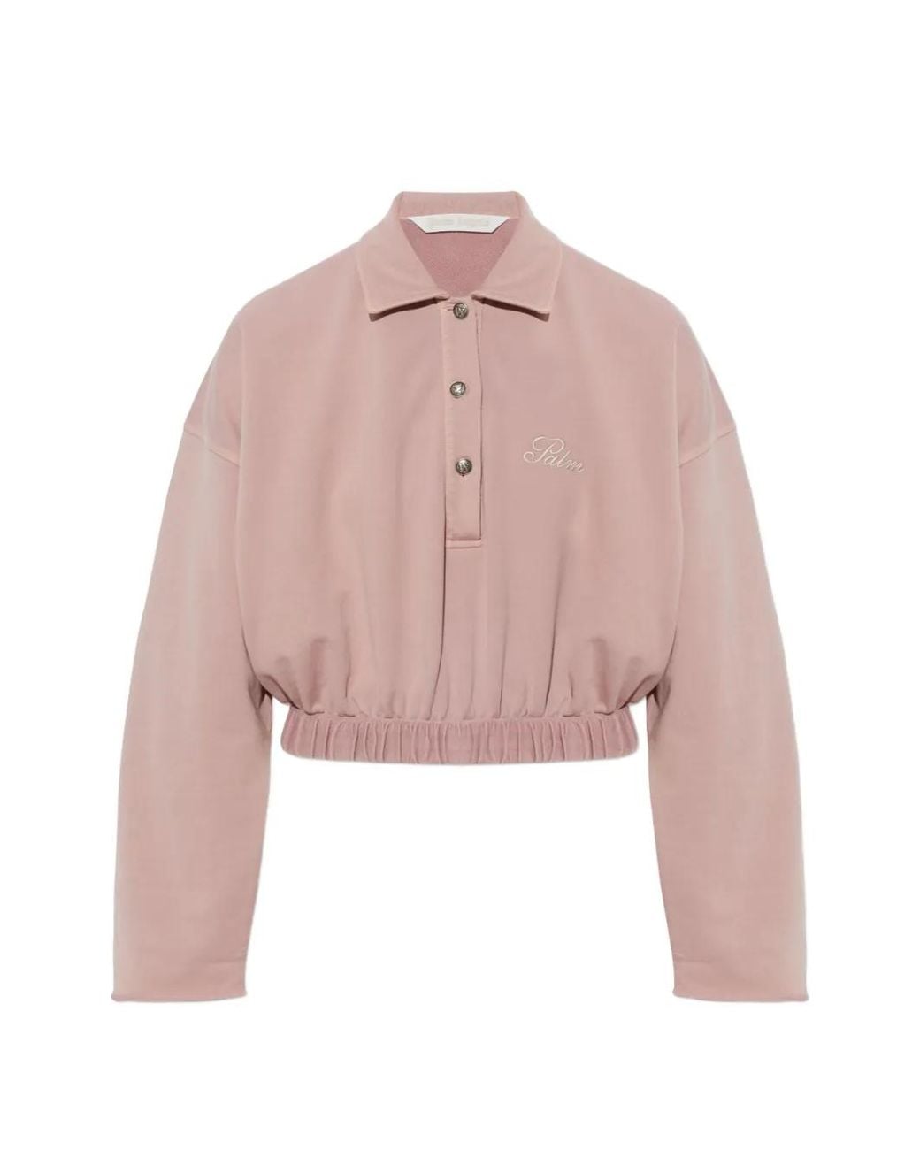 Palm Angels Pink Cropped Long-Sleeve Polo Shirt