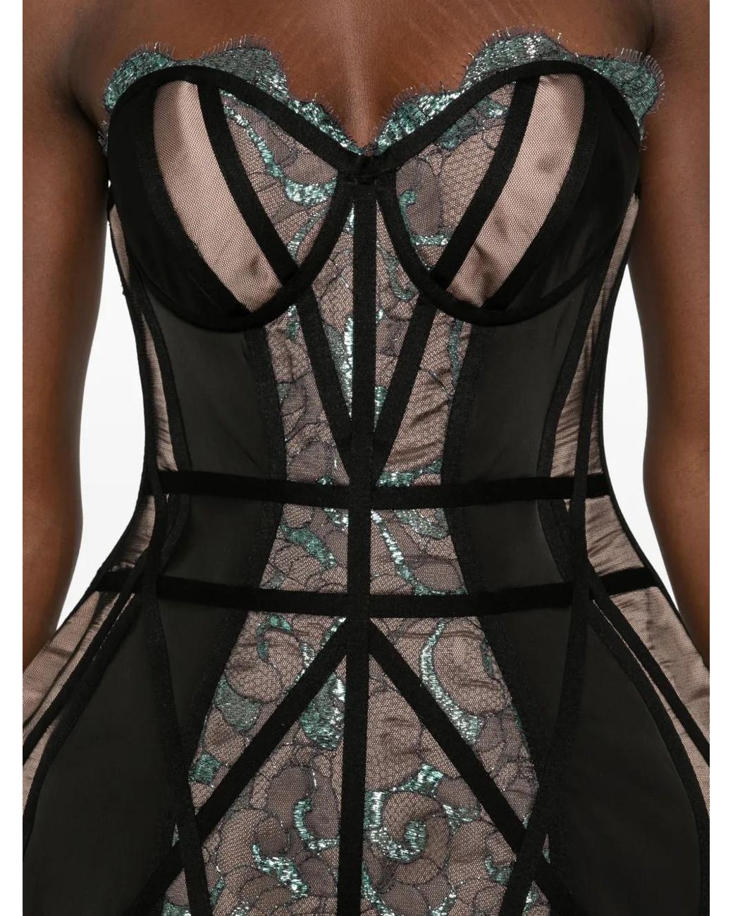 MITILIANE COUTURE Black Chantilly Lace Mini Dress