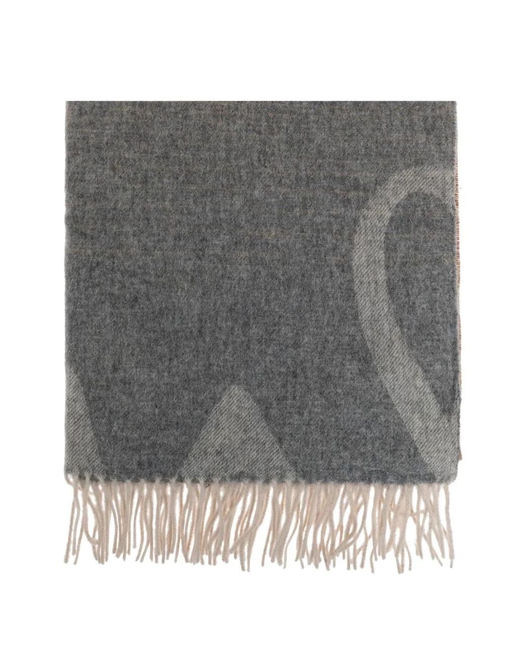 Paul Smith Gray Logo-Intarsia Fringed Scarf