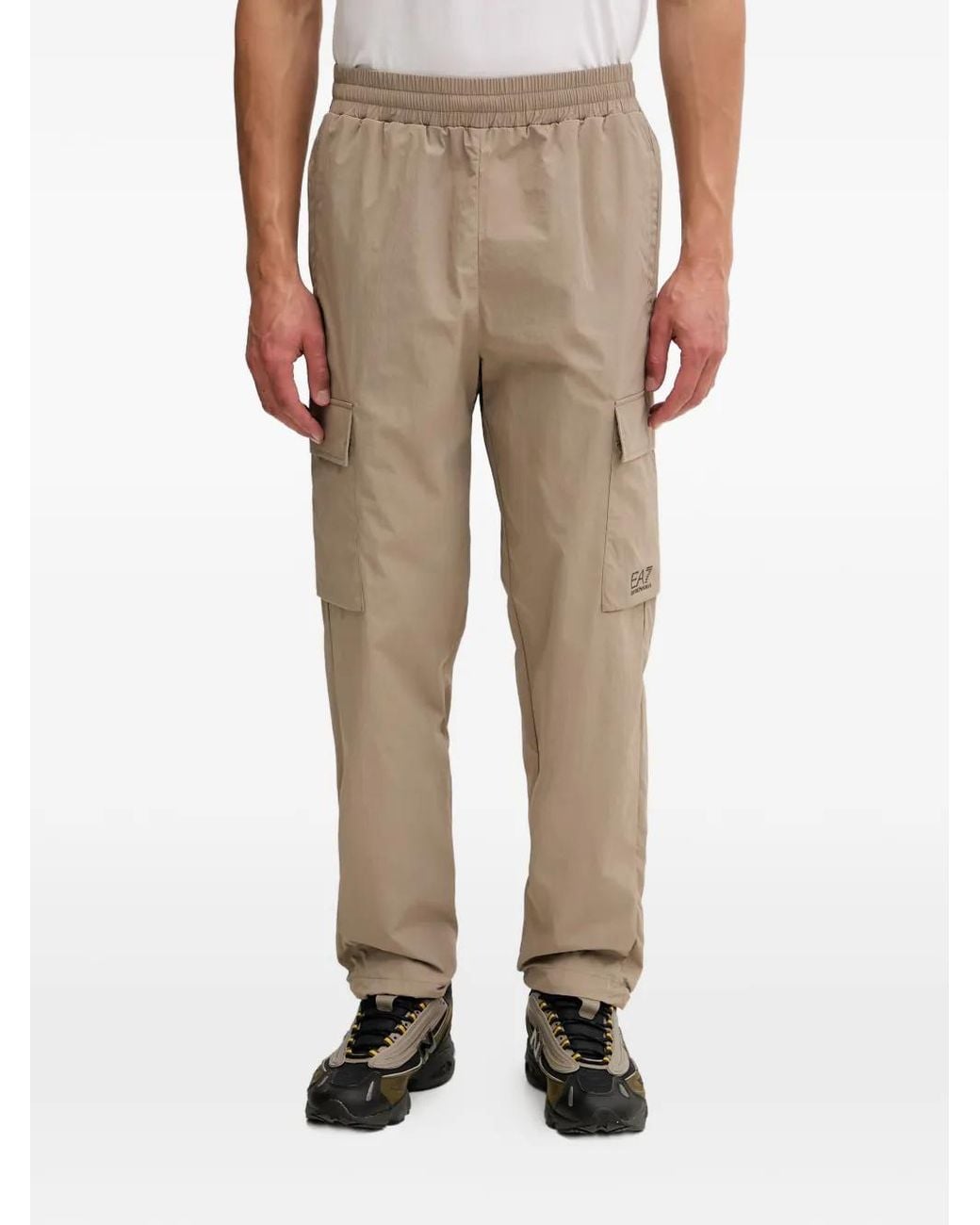 EA7 Natural Logo-Print Cargo Pants for men