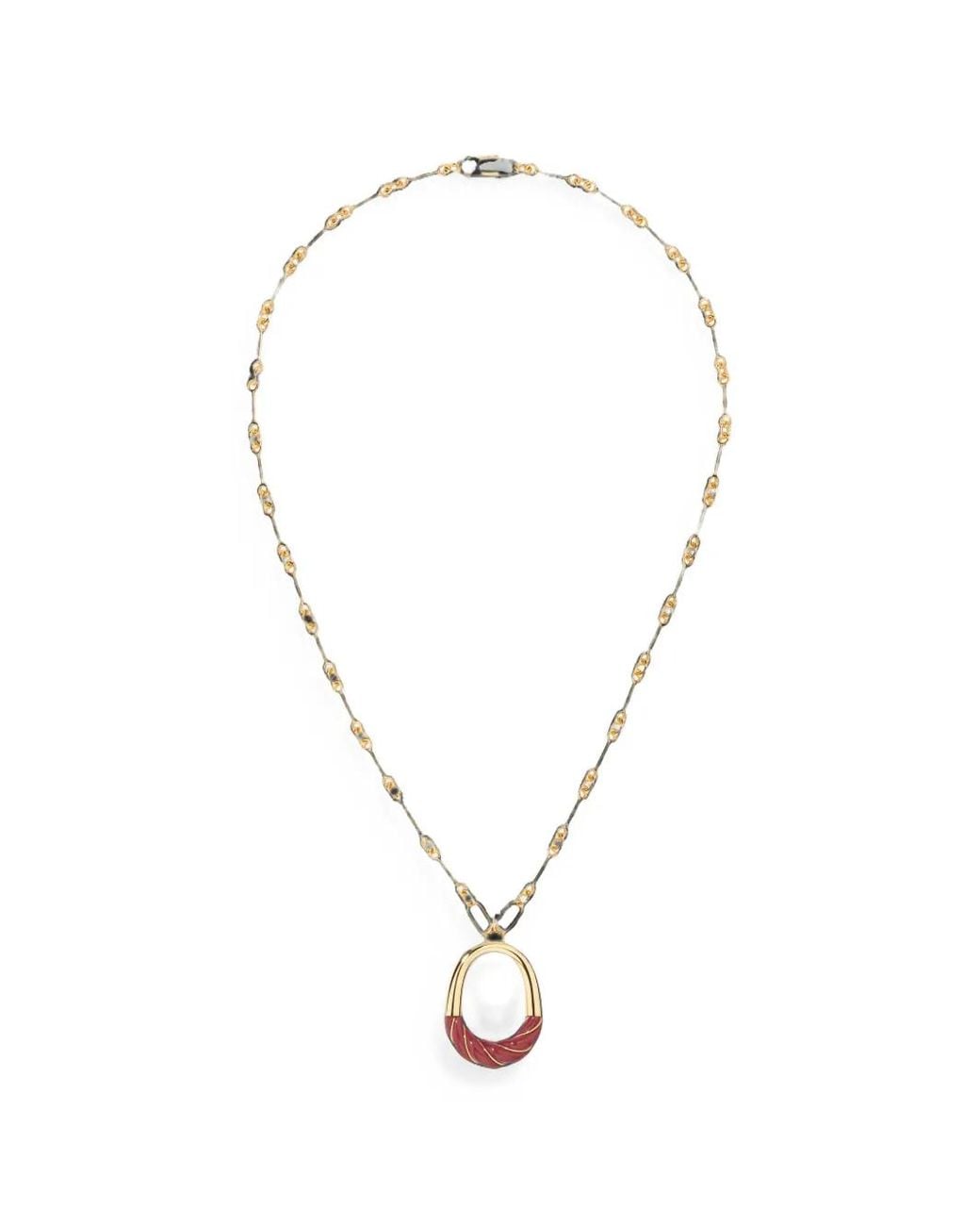 Aurelie Bidermann Metallic Diana Oval-Pendent Necklace