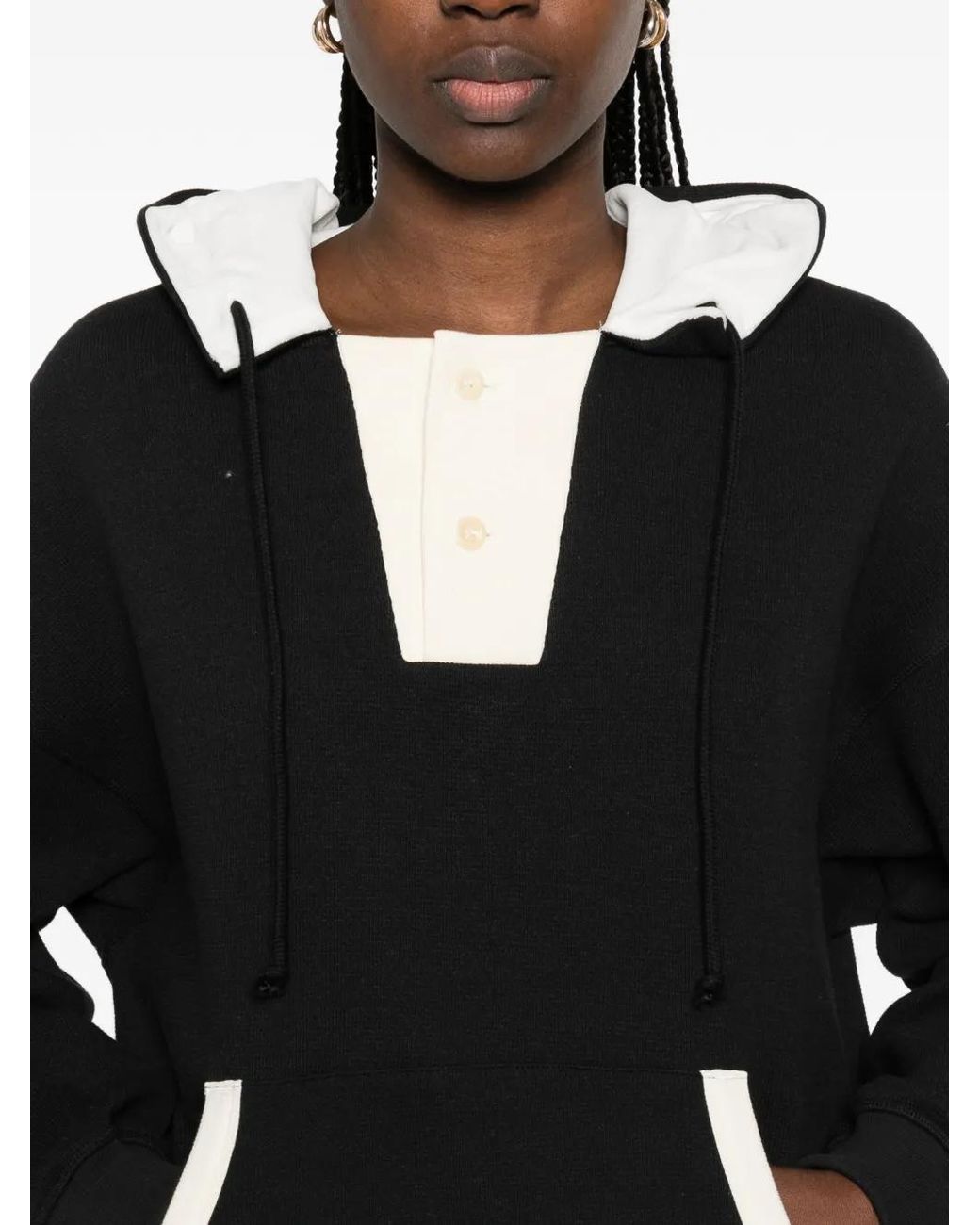AYA MUSE Black Button-Fastening Hoodie