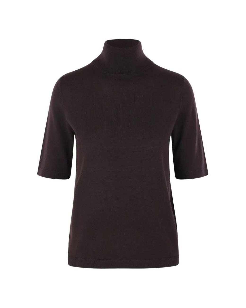 Allude Black Roll-Neck Short-Sleeve Sweater