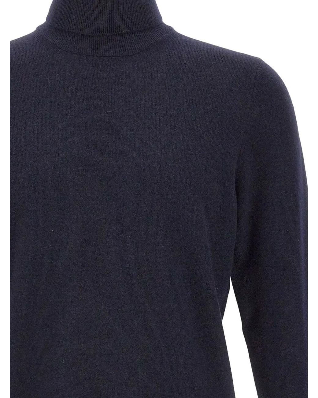 Gran Sasso Blue Ribbed Turtleneck Sweater for men