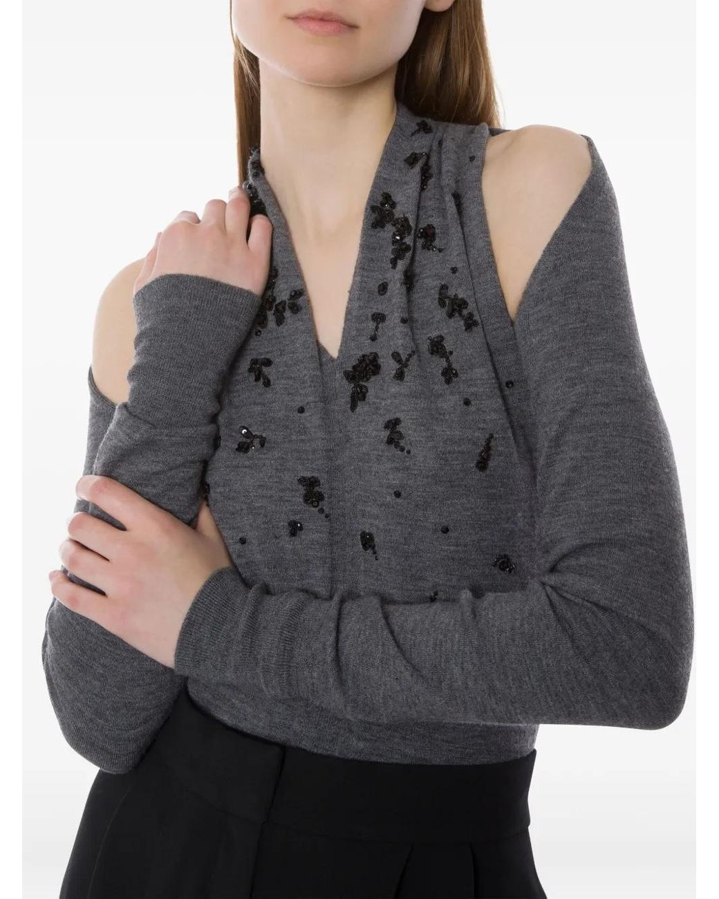 Alberta Ferretti Blue Schulterfreier Pullover