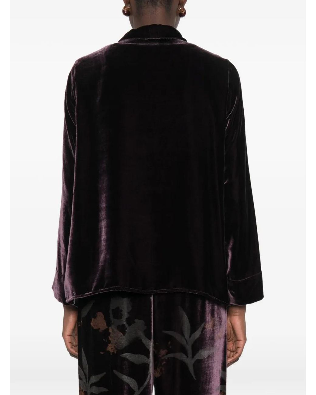 Whyci Black Velvet Long-Sleeve Shirt