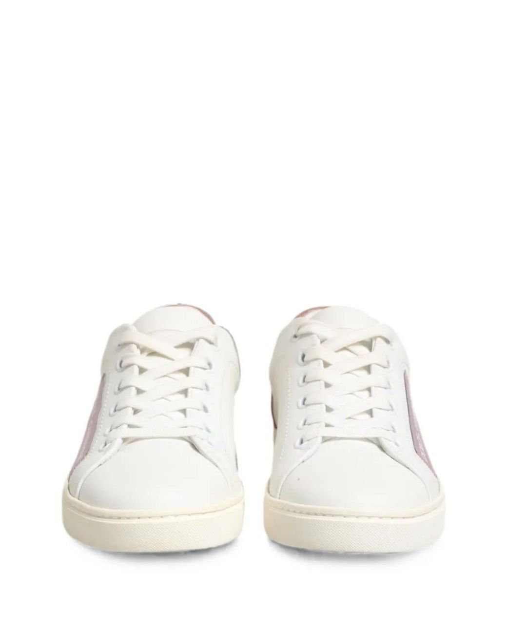 Dolce & Gabbana White Weiße Rosa Leder Low Top Sneakers