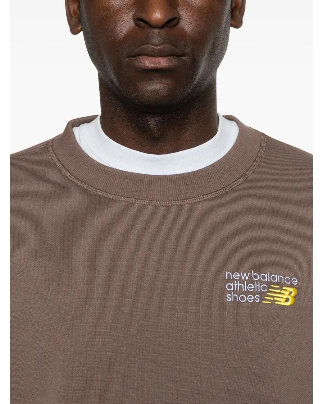 New Balance Brown Crew-Neck Sweatshirt for men