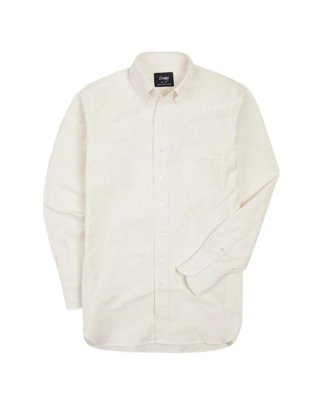 Drake's White Ticking-Stripe Cotton Shirt for men