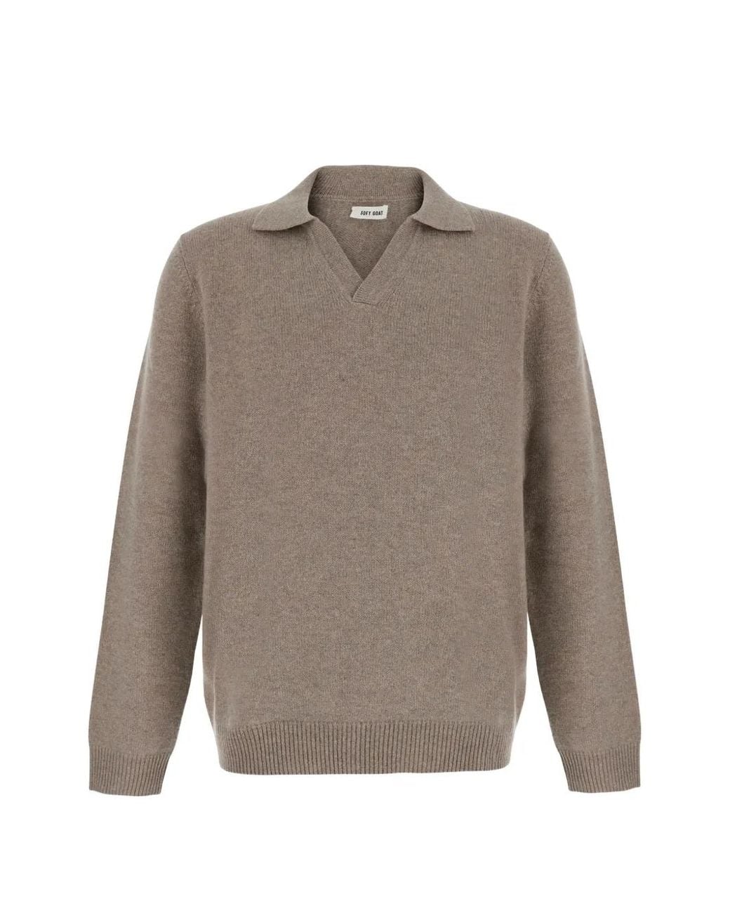 Soft Goat Gray Cashmere Polo Sweater for men