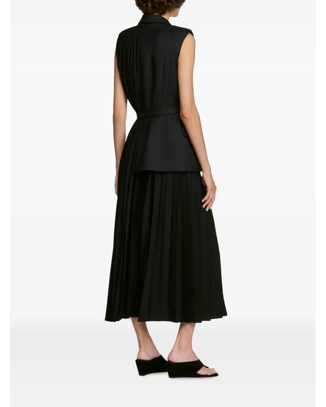 Sandro Black Pleated Wrap Dress