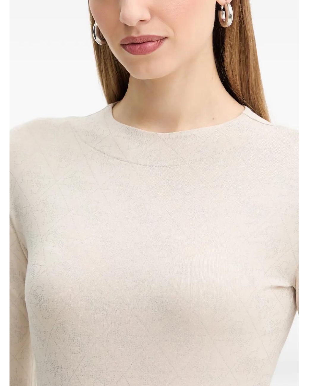 Guess White Rhinestones 4G Logo Bodysuit