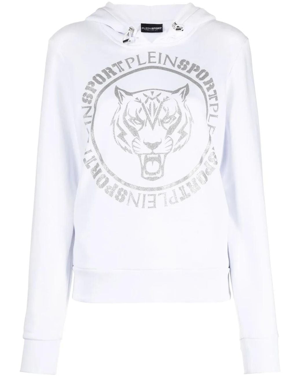 Philipp Plein White Logo-Print Tiger Hoodie
