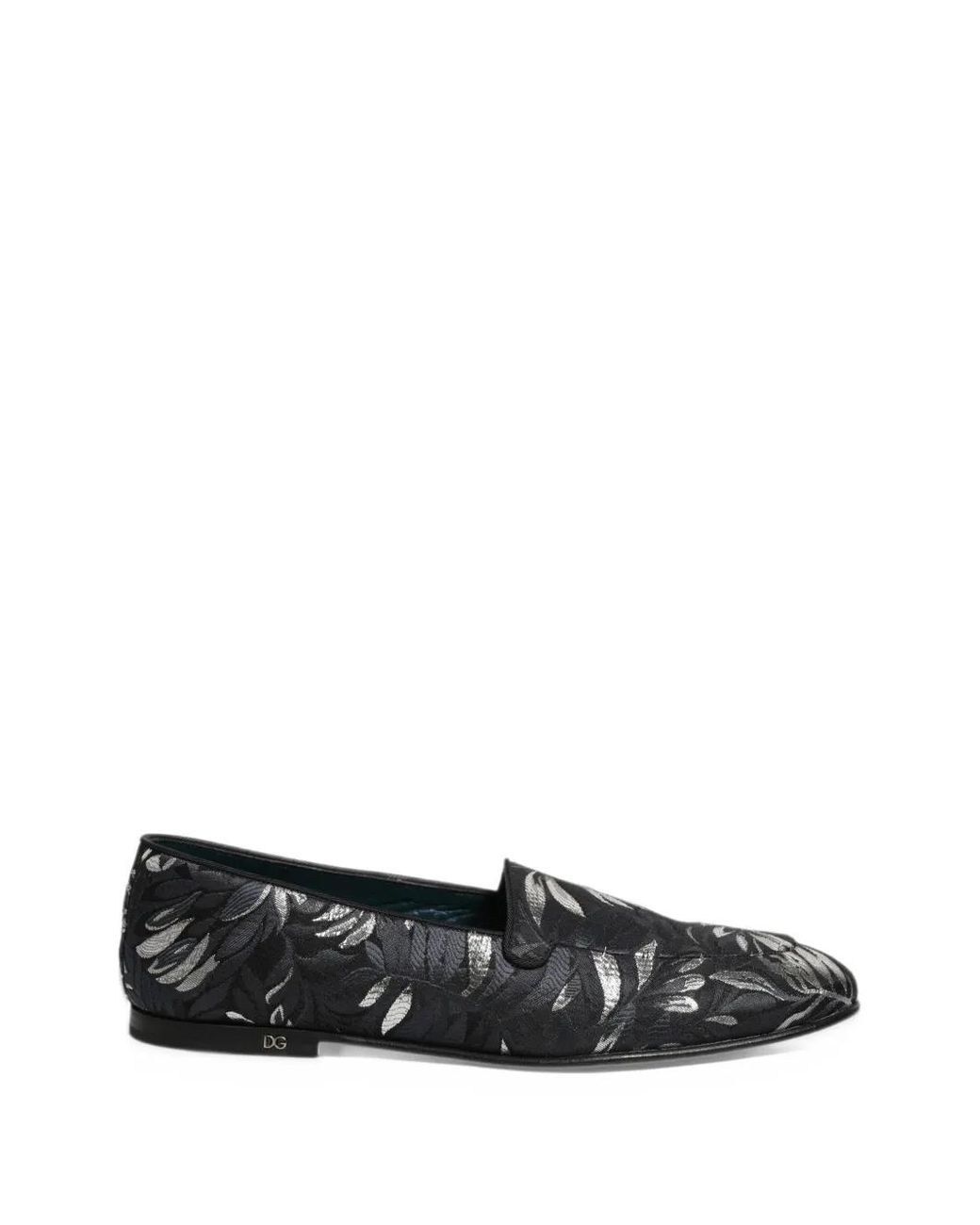 Dolce & Gabbana Black Mocassins À Feuilles Brodées for men