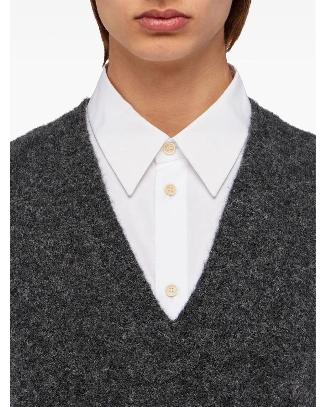 Ferragamo Gray V-Neck Jumper for men