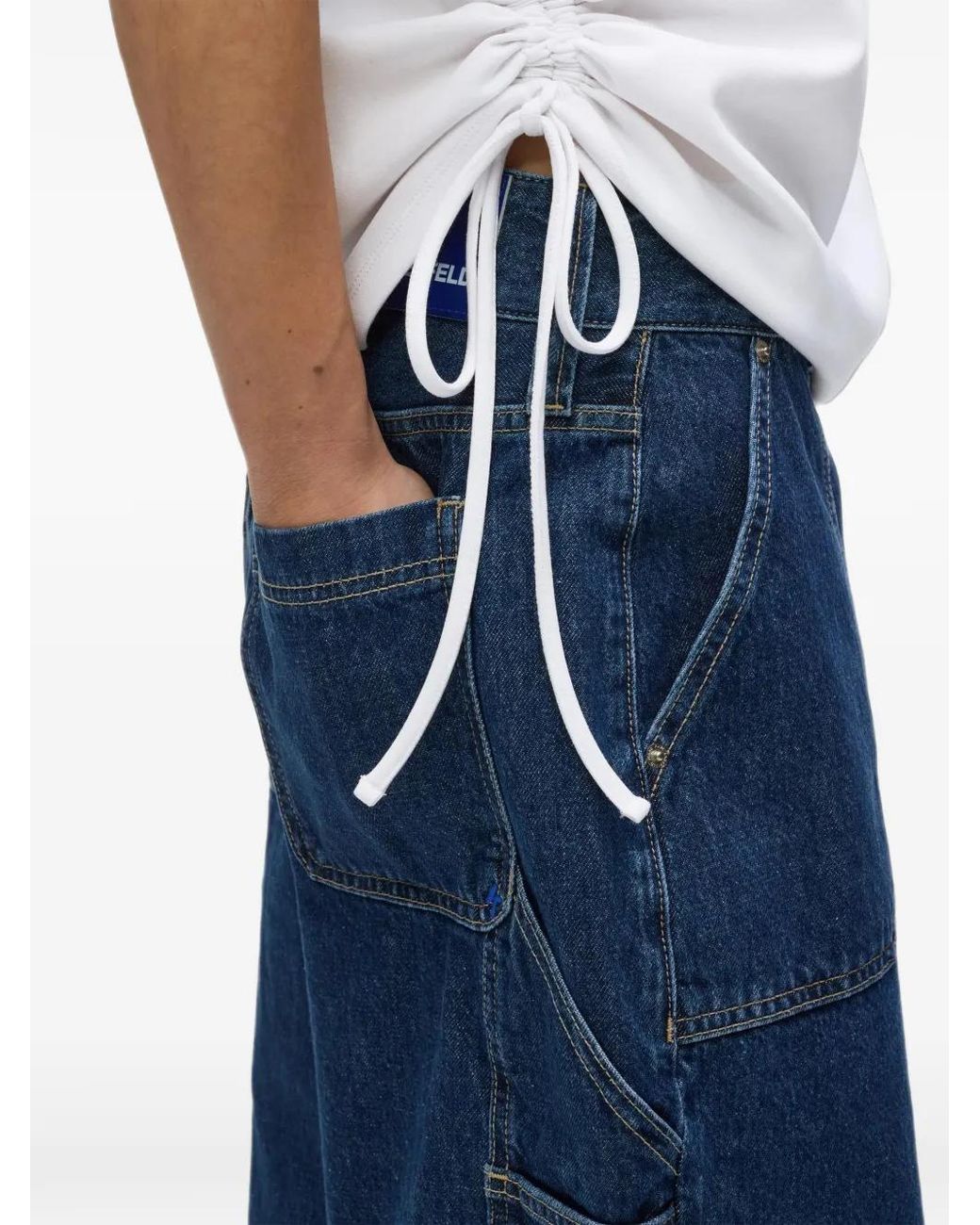 Karl Lagerfeld White Tie Detail Ruched T-Shirt