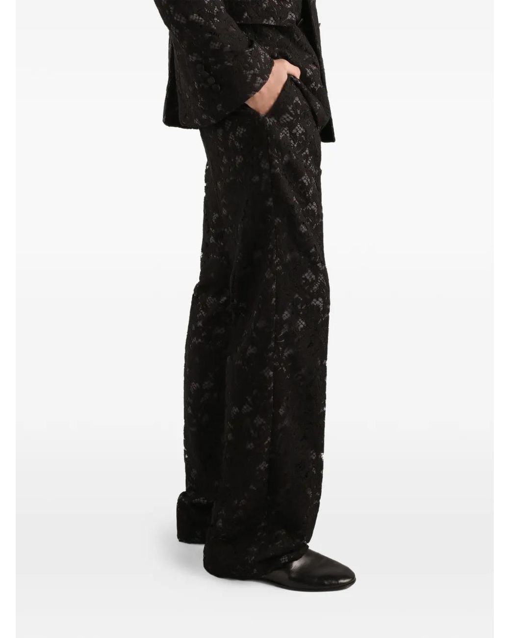 Dolce & Gabbana Black Lace Trousers for men