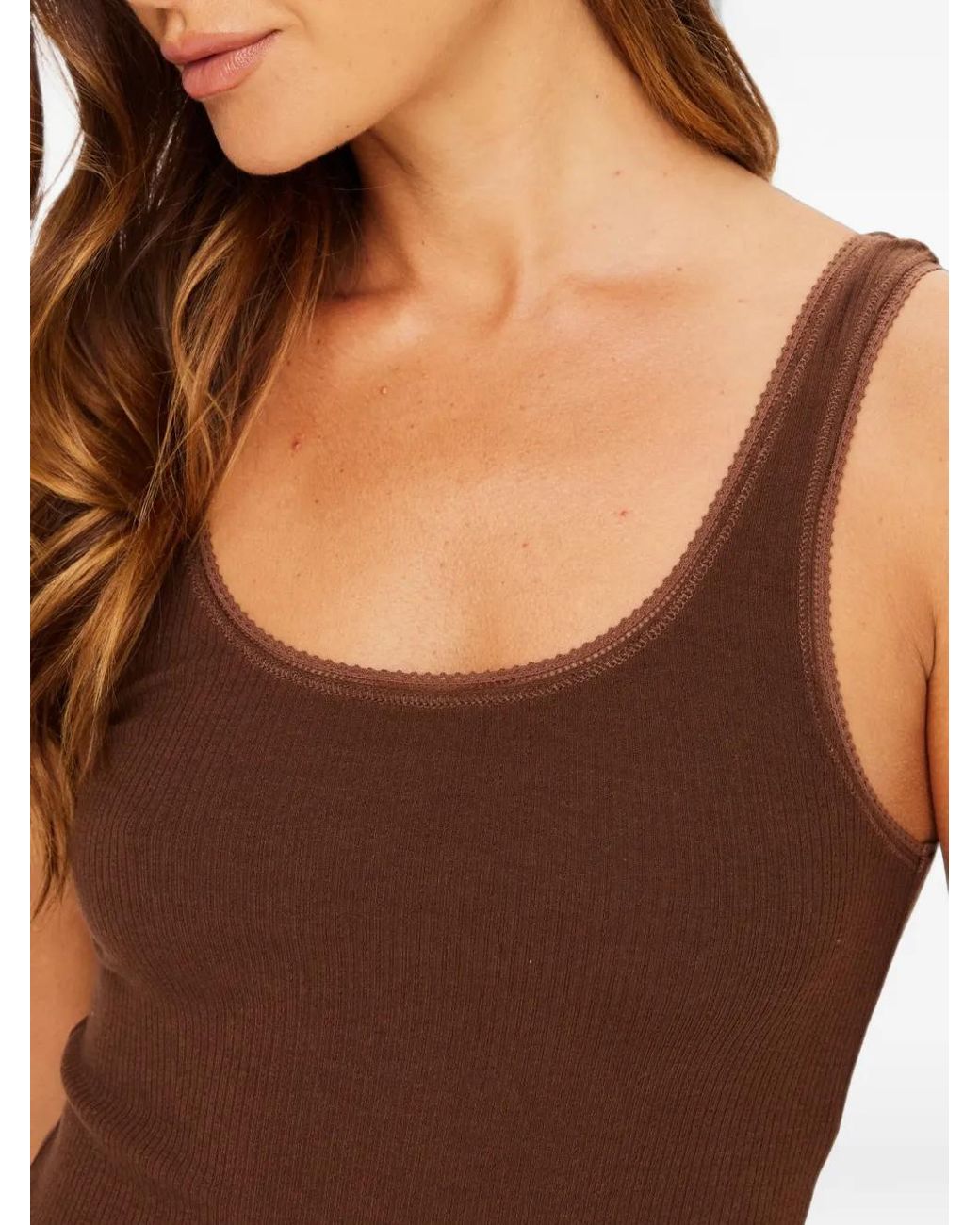 The Upside Brown Del Rey Pointelle Tank Top