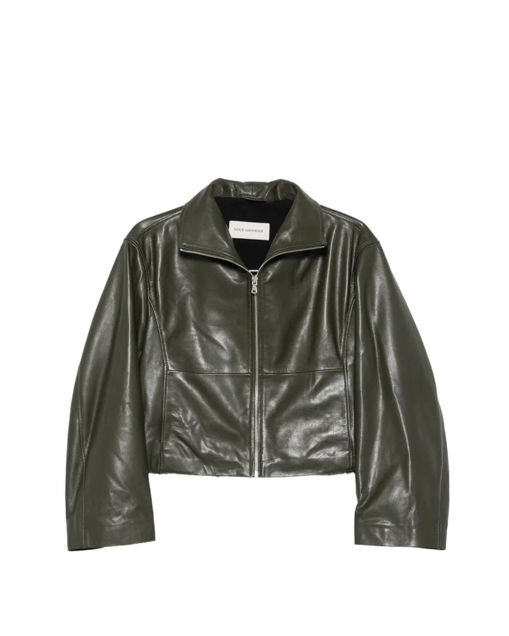 Nour Hammour Green Etienne Cropped Funnelneck Jacket