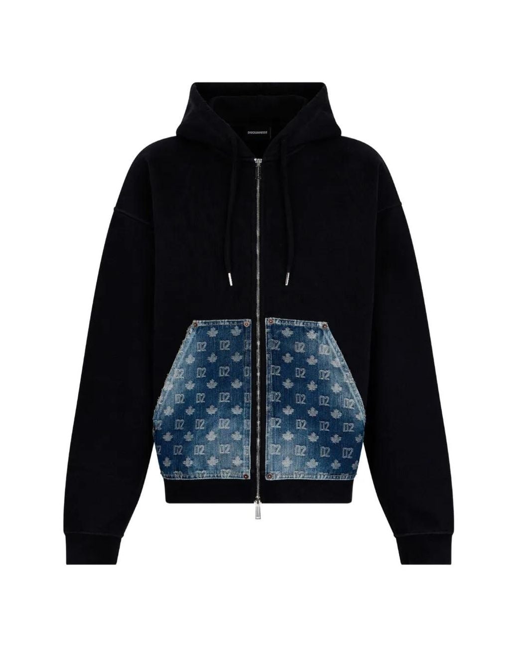 DSquared² Blue D2 Monogram Relax Fit Zipped Hoodie for men